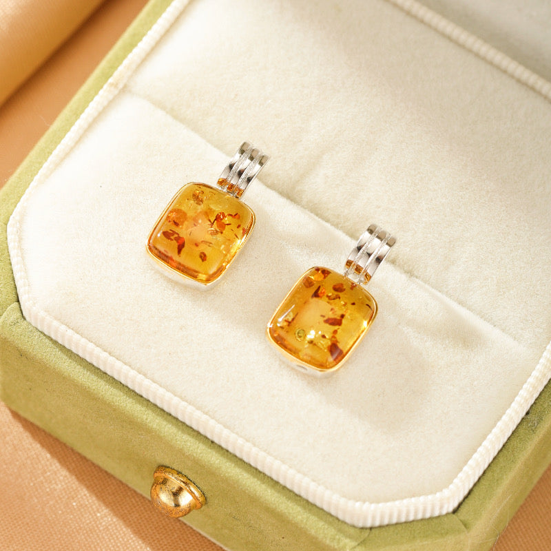 Boucles d'Oreilles Ambre – Caresse d’Ambre, Argent