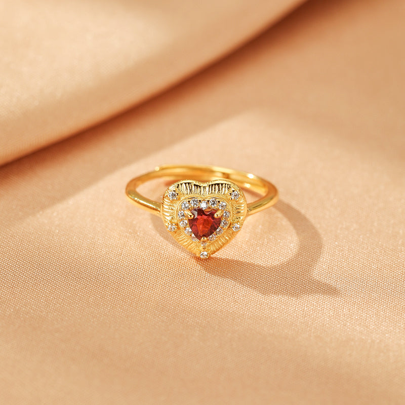 Bague Tourmaline Rose – Cœur Lumineux, Argent Plaqué Or 18K