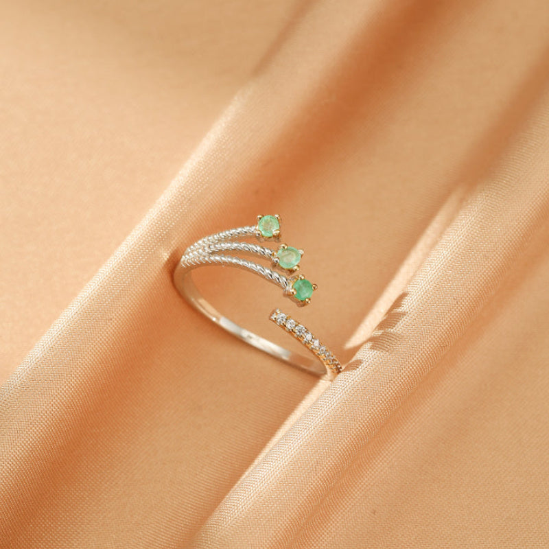 Bague Émeraude – Jardin Secret, Argent