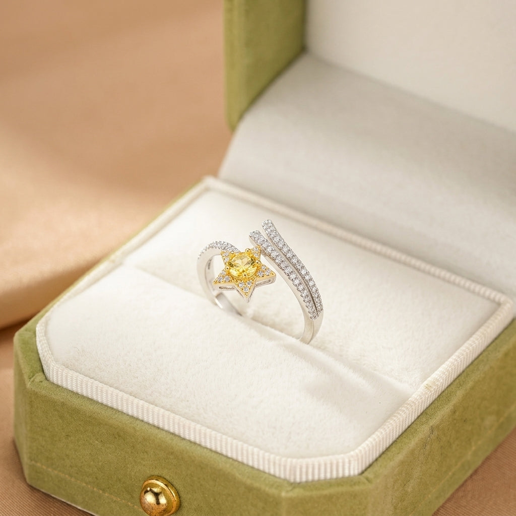 Bague Citrine – Étreinte de Soleil, Argent
