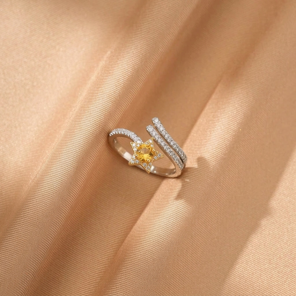 Bague Citrine – Étreinte de Soleil, Argent