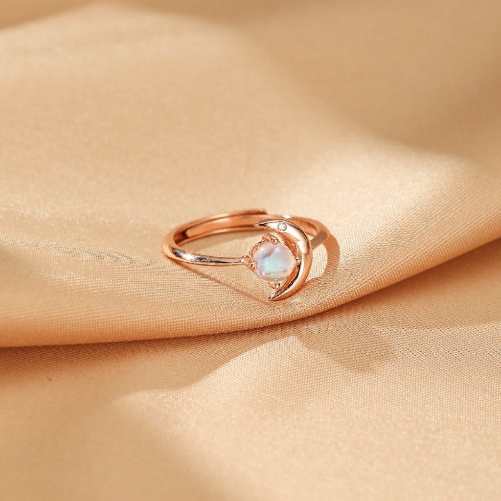 Bague Pierre de Lune – Magie Lunaire, Argent Plaqué Or