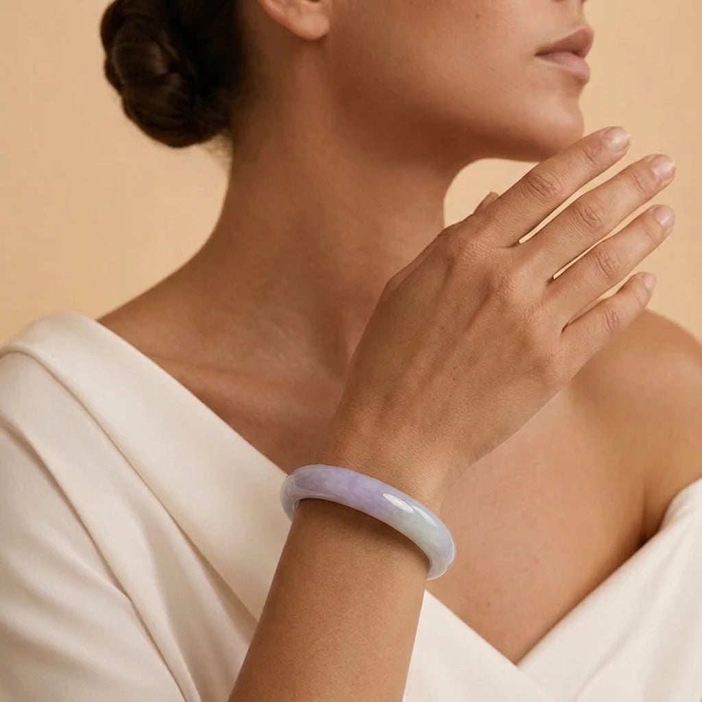 Bracelet Jonc Jade Violet – Cœur de Brume