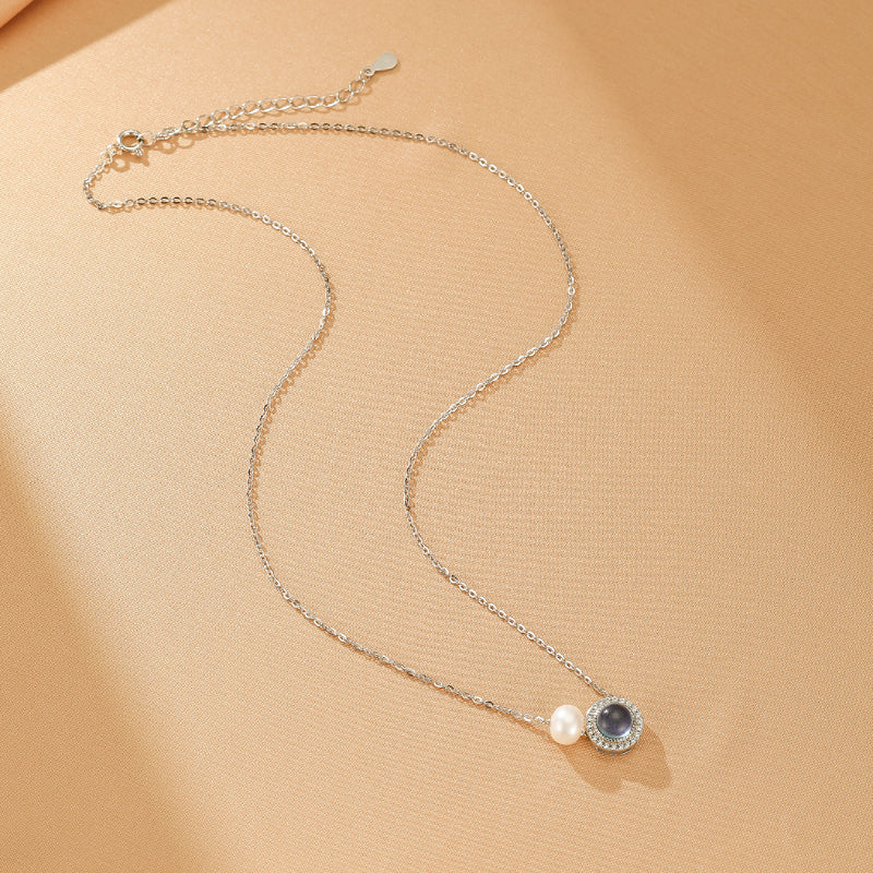 Collier Aigue-Marine et Perle – Harmonie Heureuse, Argent 925