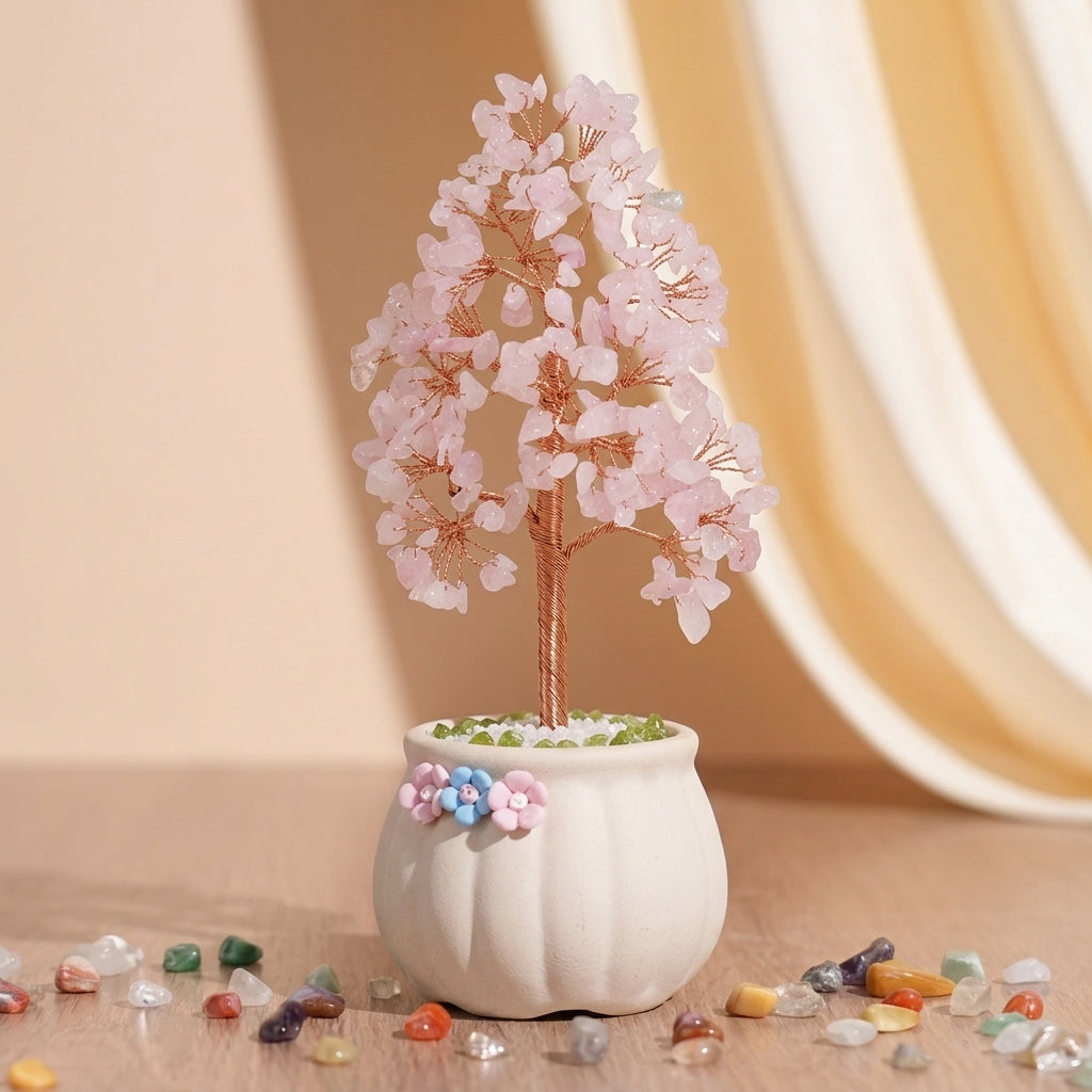 Arbre de Vie Quartz Fraise – Brume Rosée