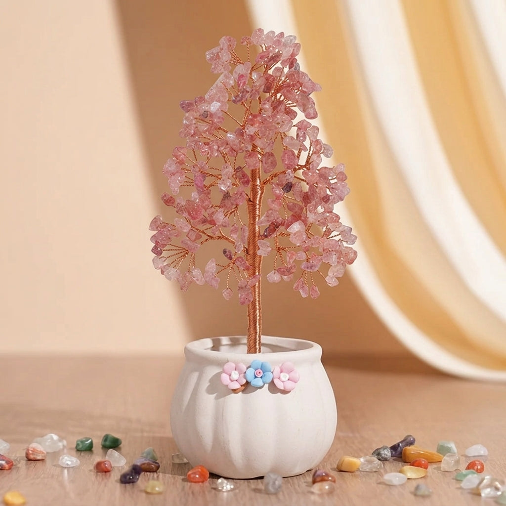 Arbre de Vie Quartz Fraise – Brume Rosée