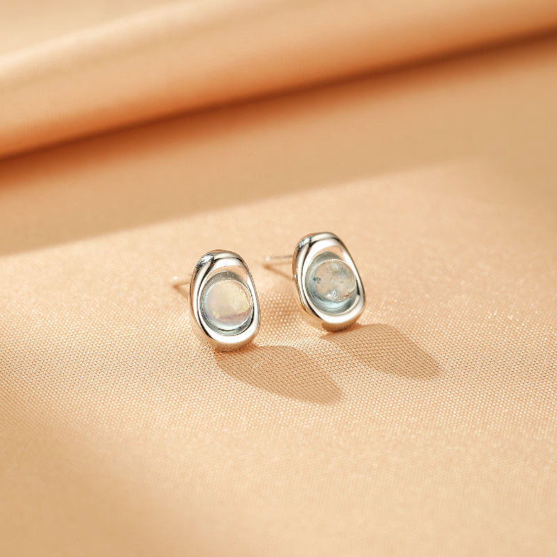 Boucles d'oreilles Aigue marine – Douce Vague, Argent