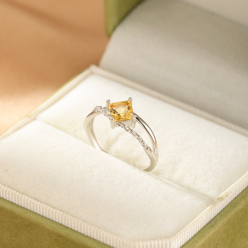Bague Citrine – Jardin de Lumière, Argent