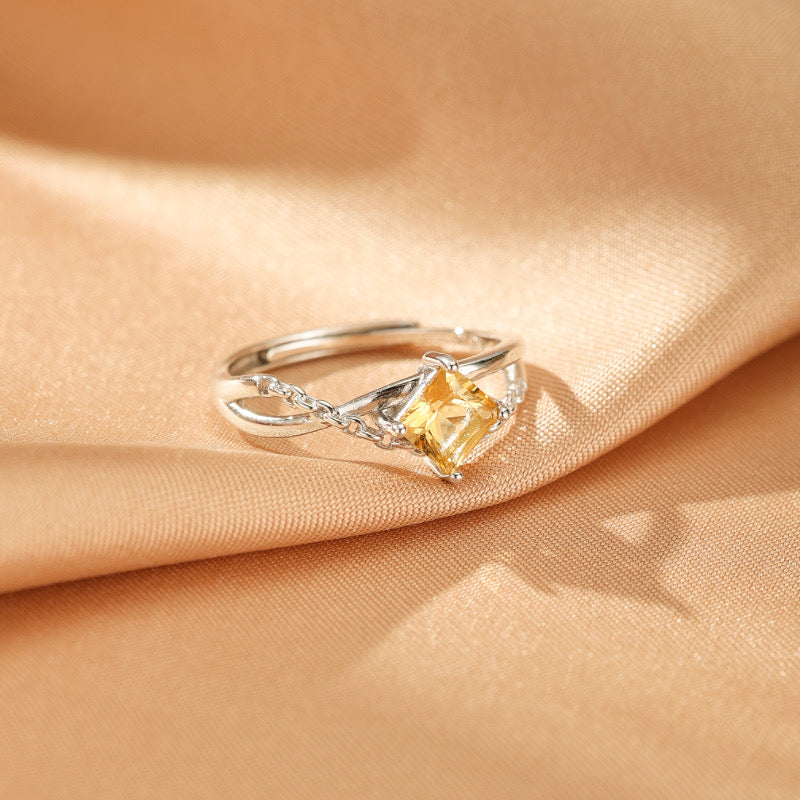Bague Citrine – Jardin de Lumière, Argent