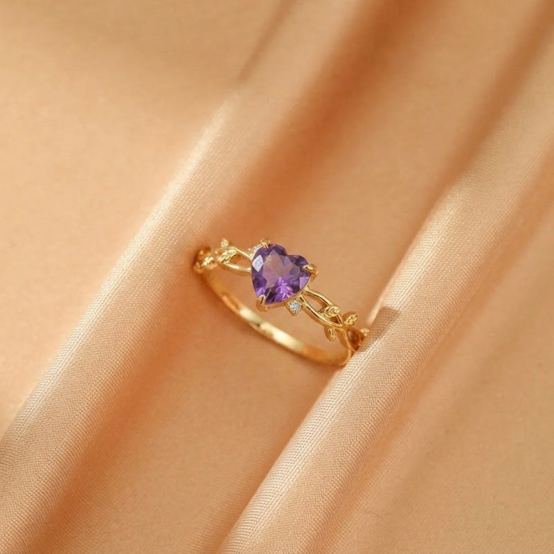 Bague Améthyste – Cœur Mystique, Argent