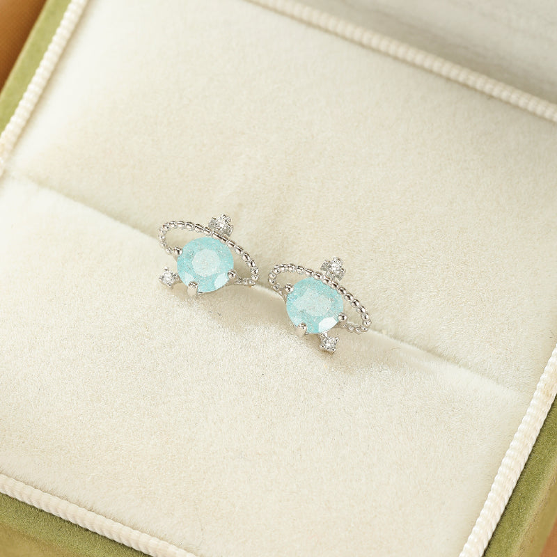 Boucles d'oreilles Aigue marine – Petite Galaxie, Argent