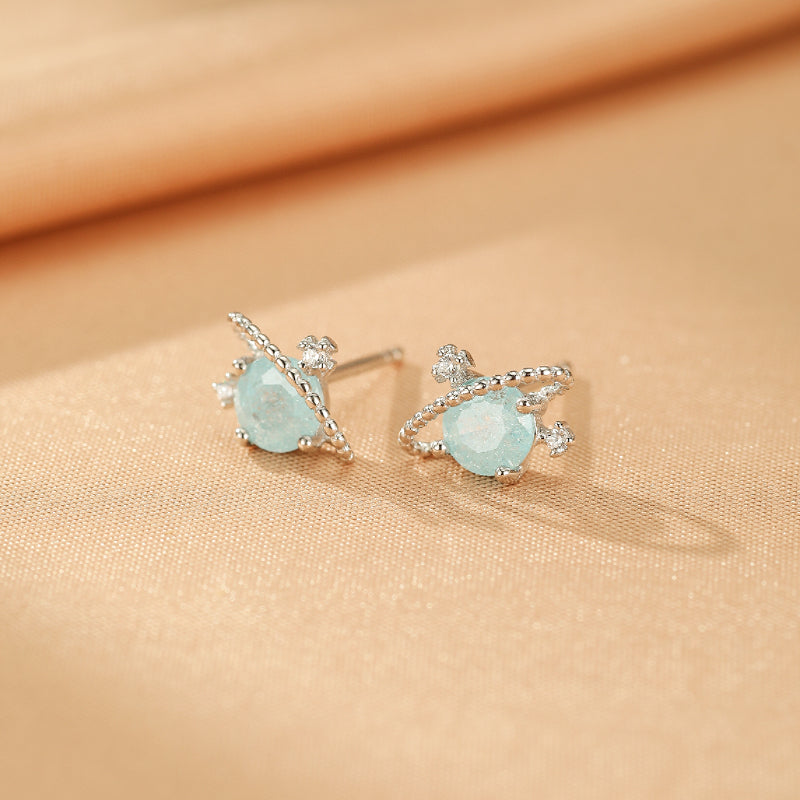 Boucles d'oreilles Aigue marine – Petite Galaxie, Argent