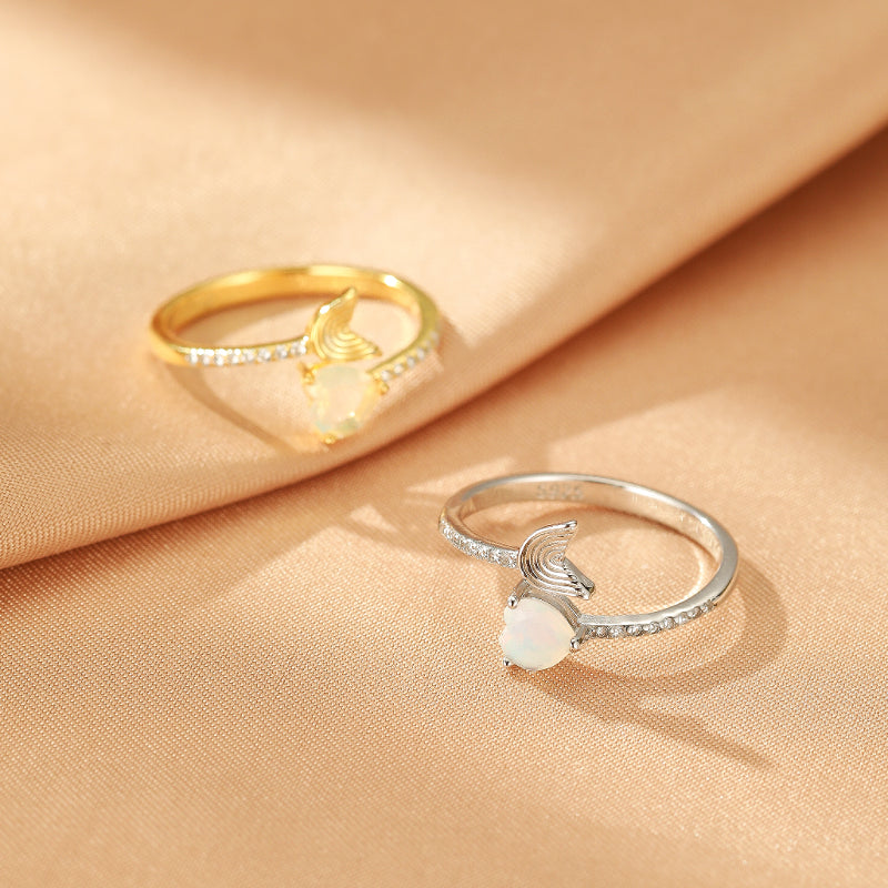 Bague Opale – Cœur de Sirène, Argent