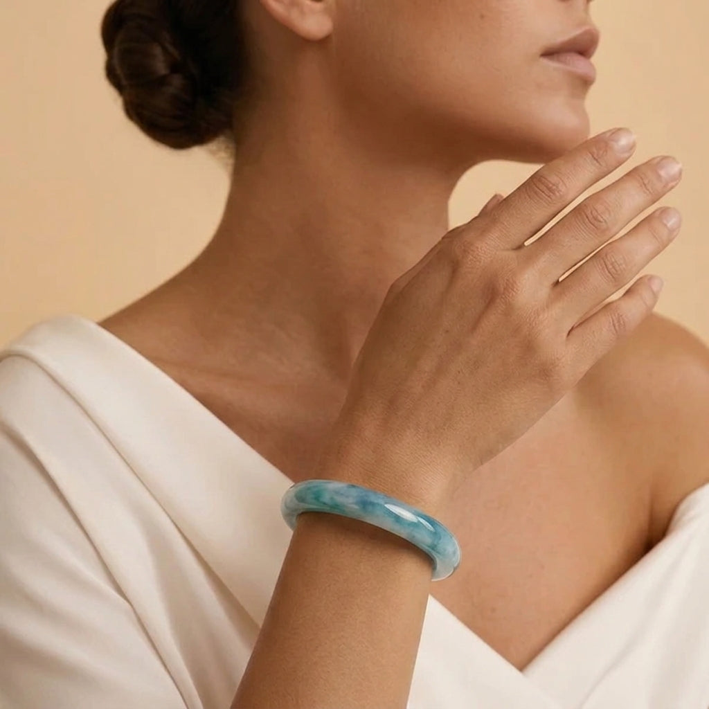 Bracelet Jonc Jade Bleu – Fortune Secrète