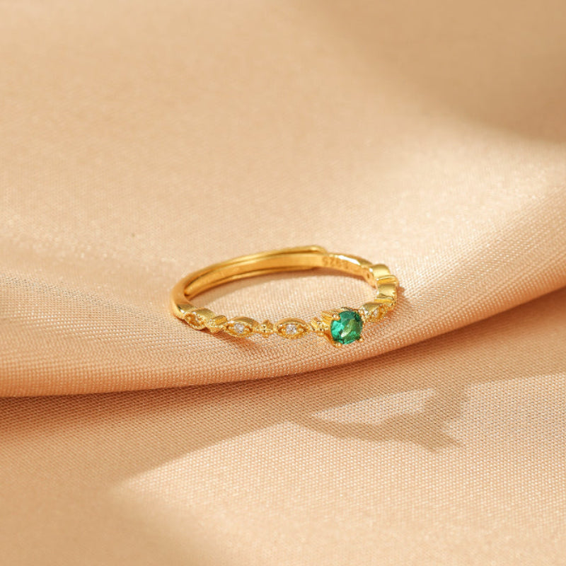 Emerald Ring – Enchanted Forest, 18K Gold Plated Silver