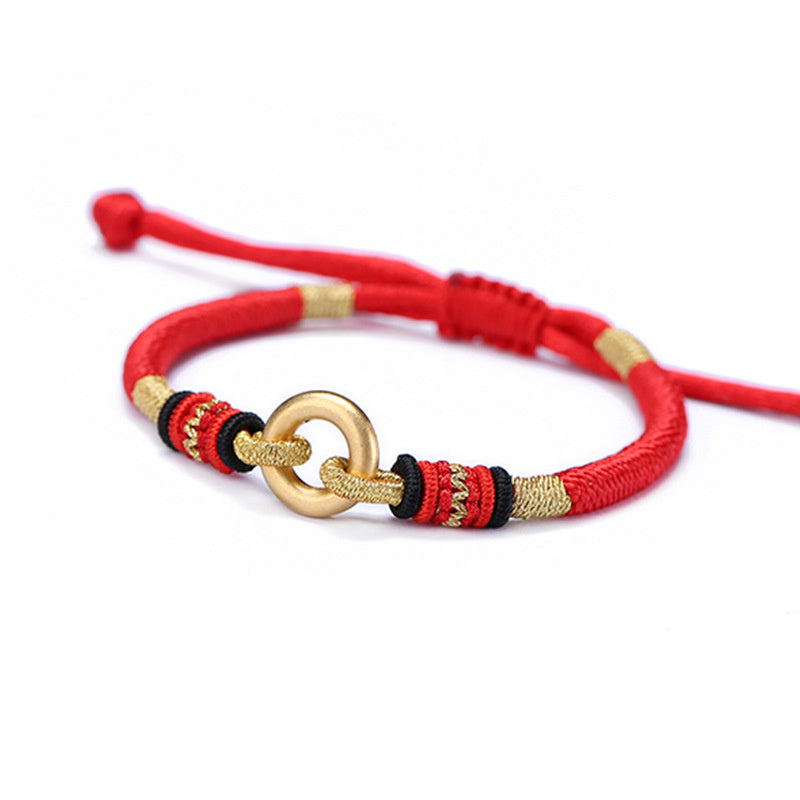 Bracelet Couple/Ami - Silva de Tibet, Fil Rouge et Argent Pur