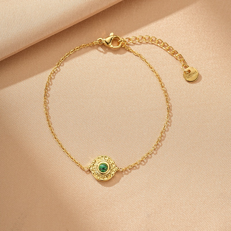 Bracelet Malachite – Éclat Végétal, Acier Inoxydable