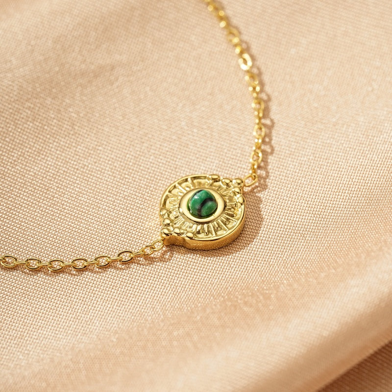 Bracelet Malachite – Éclat Végétal, Acier Inoxydable