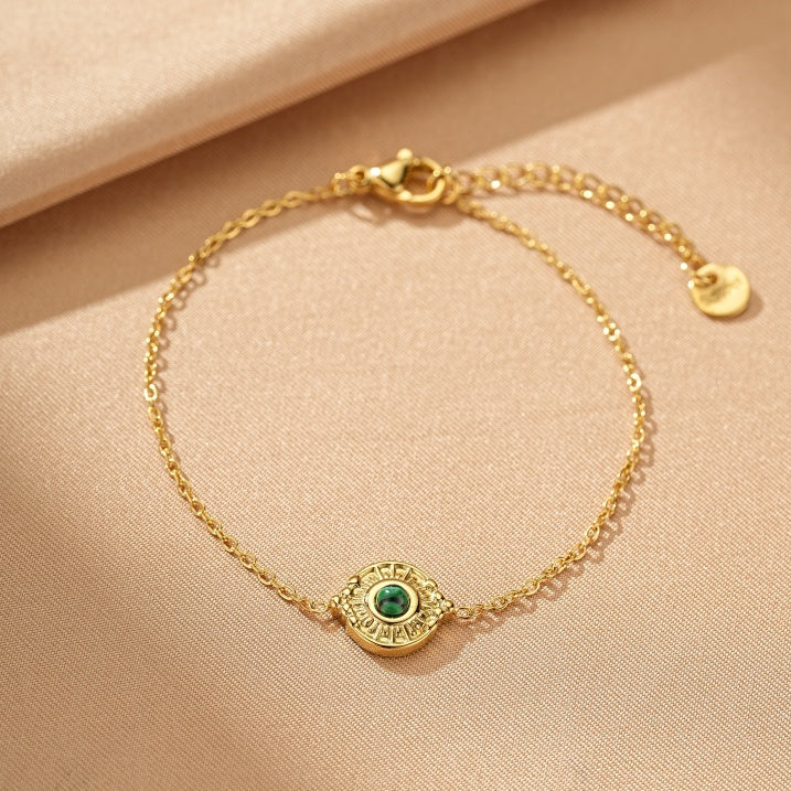 Bracelet Malachite – Éclat Végétal, Acier Inoxydable