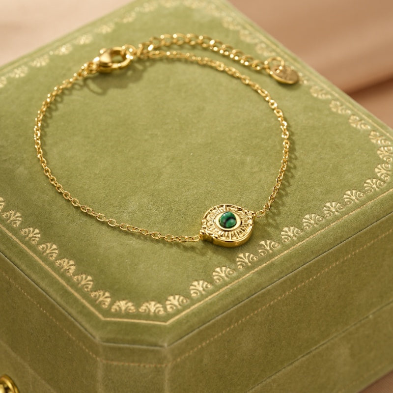 Bracelet Malachite – Éclat Végétal, Acier Inoxydable