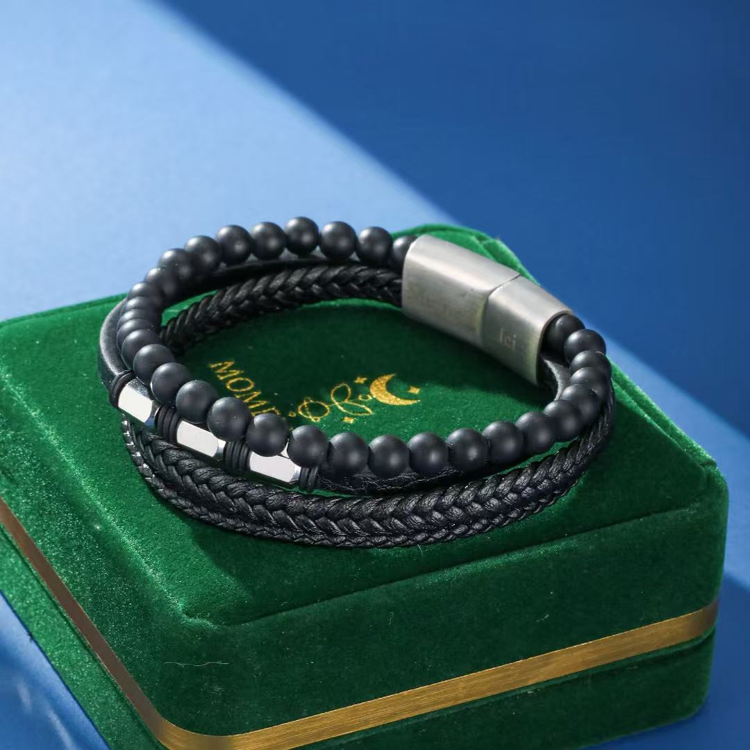 Bracelet Homme Cuir Œil de Tigre ou Onyx – Équilibre et Caractère