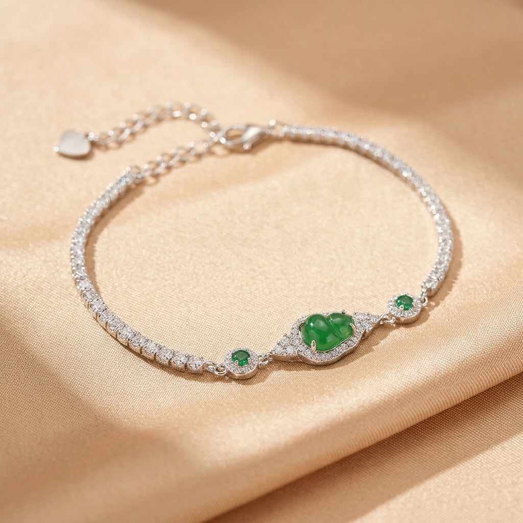 Bracelet Jadeïte – Éclat Serpentin, Argent