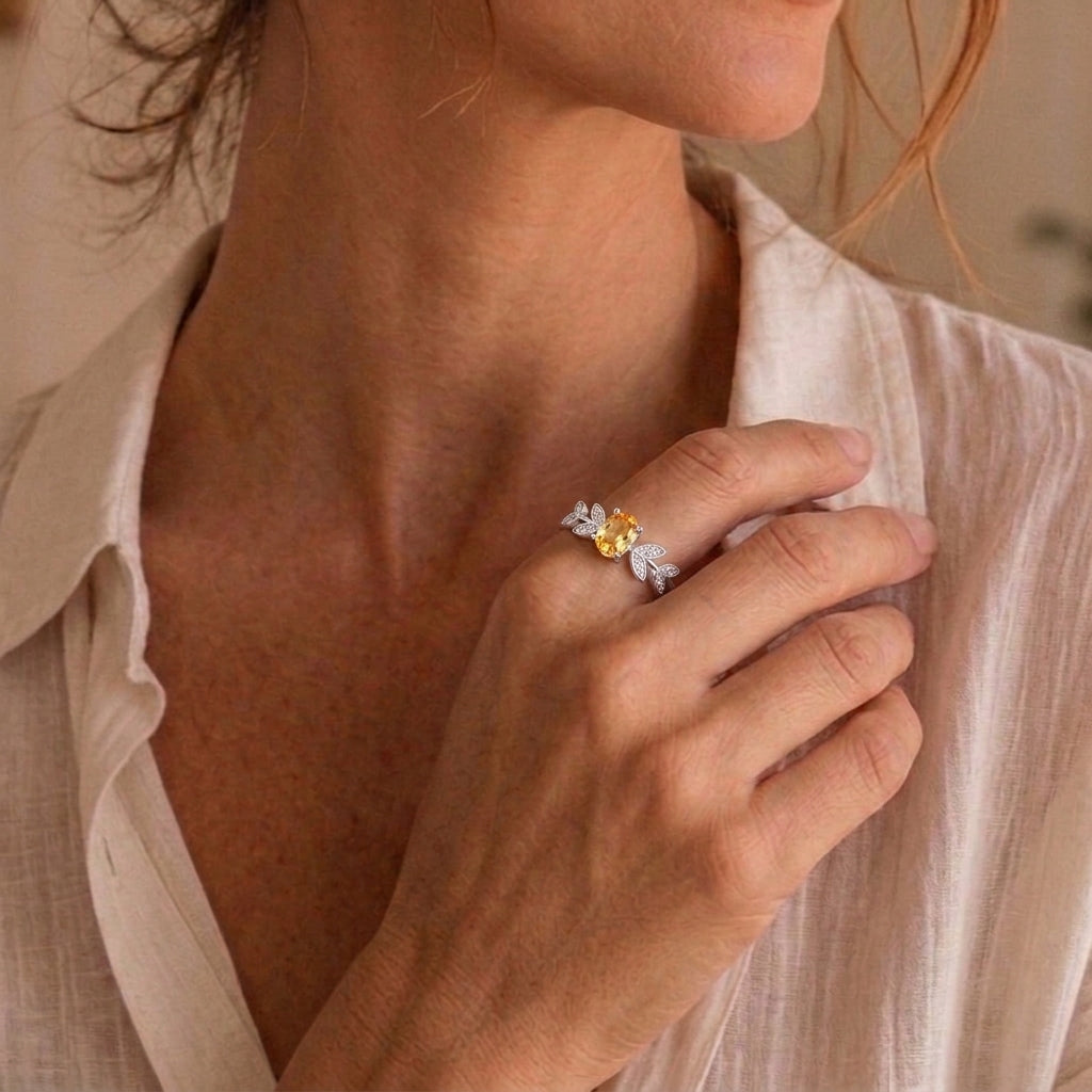 Bague Citrine – Abondance Dorée, Argent