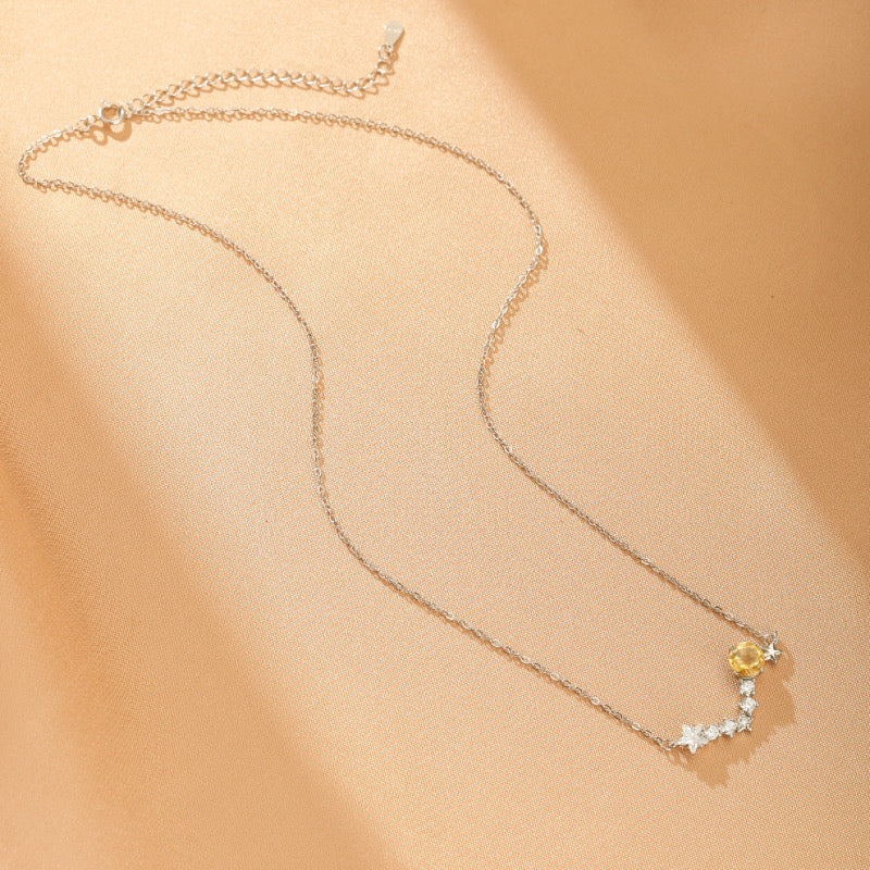 Collier Citrine – Constellation Dorée, Argent