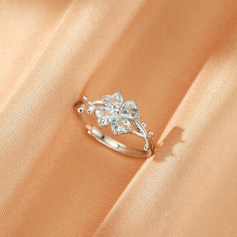 Bague Topaze – Trèfle Céleste, Argent