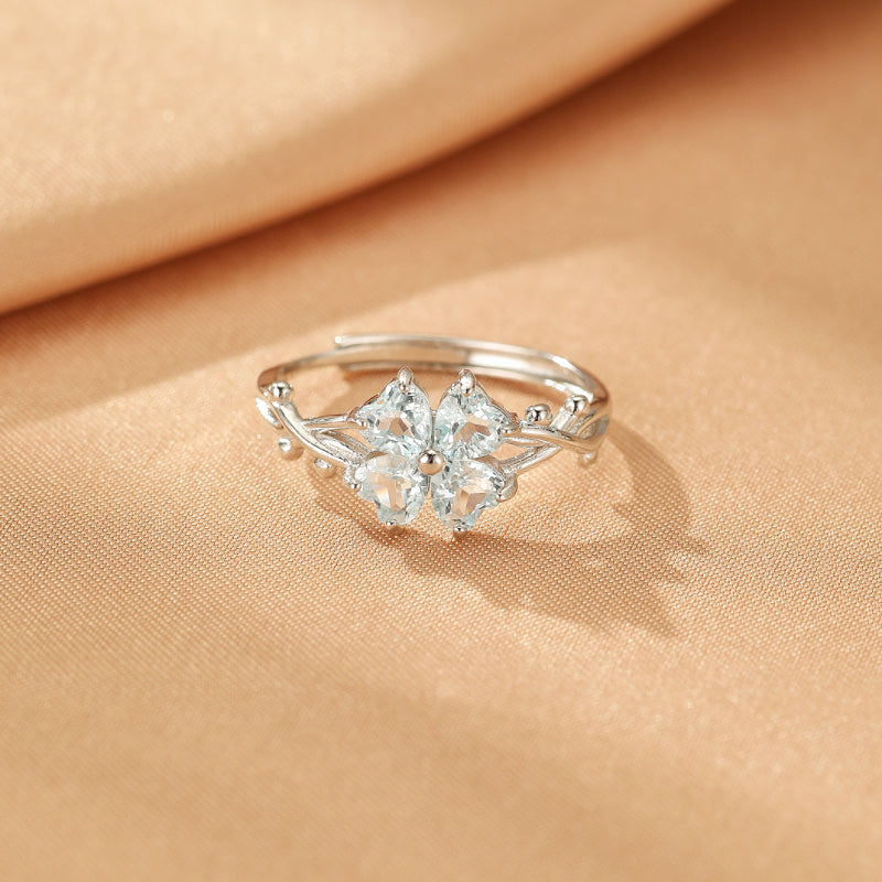 Bague Topaze – Trèfle Céleste, Argent