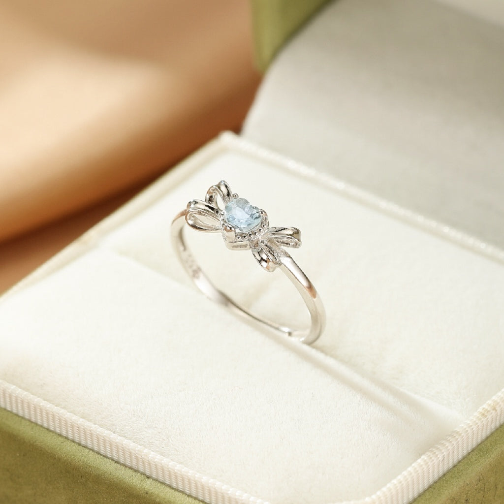 Bague Aigue marine – Cœur Azur, Argent 925