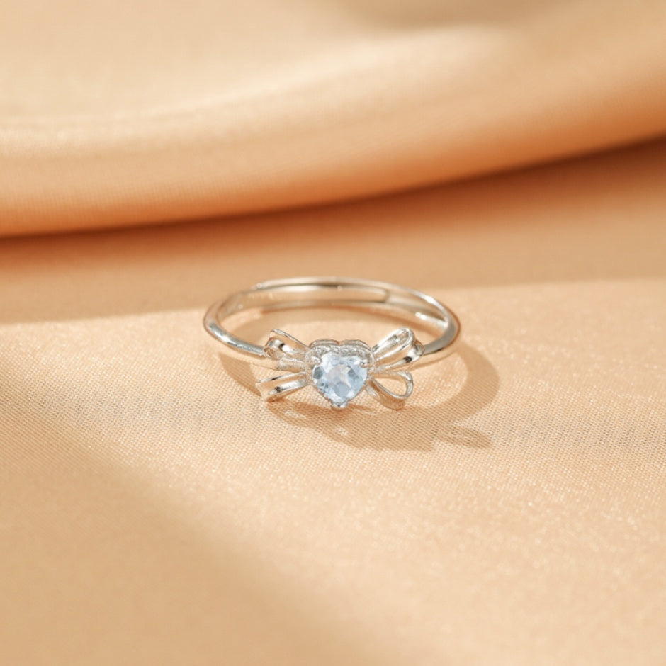 Bague Aigue marine – Cœur Azur, Argent 925