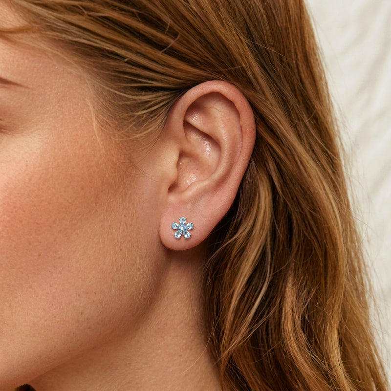 Boucles d'Oreilles Topaze – Fleur D'horizon, Argent