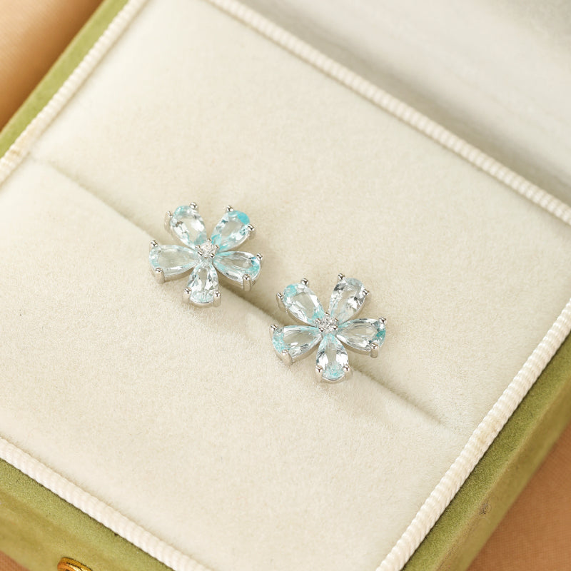 Topaz Earrings – Horizon Flower, Silver