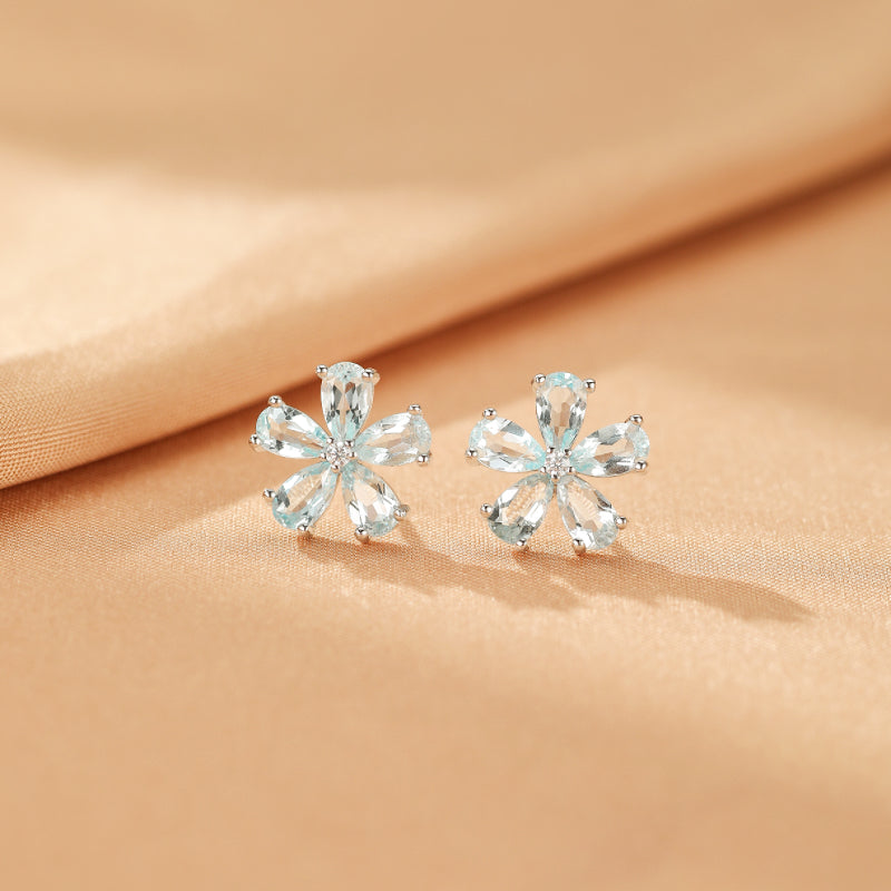 Boucles d'Oreilles Topaze – Fleur D'horizon, Argent