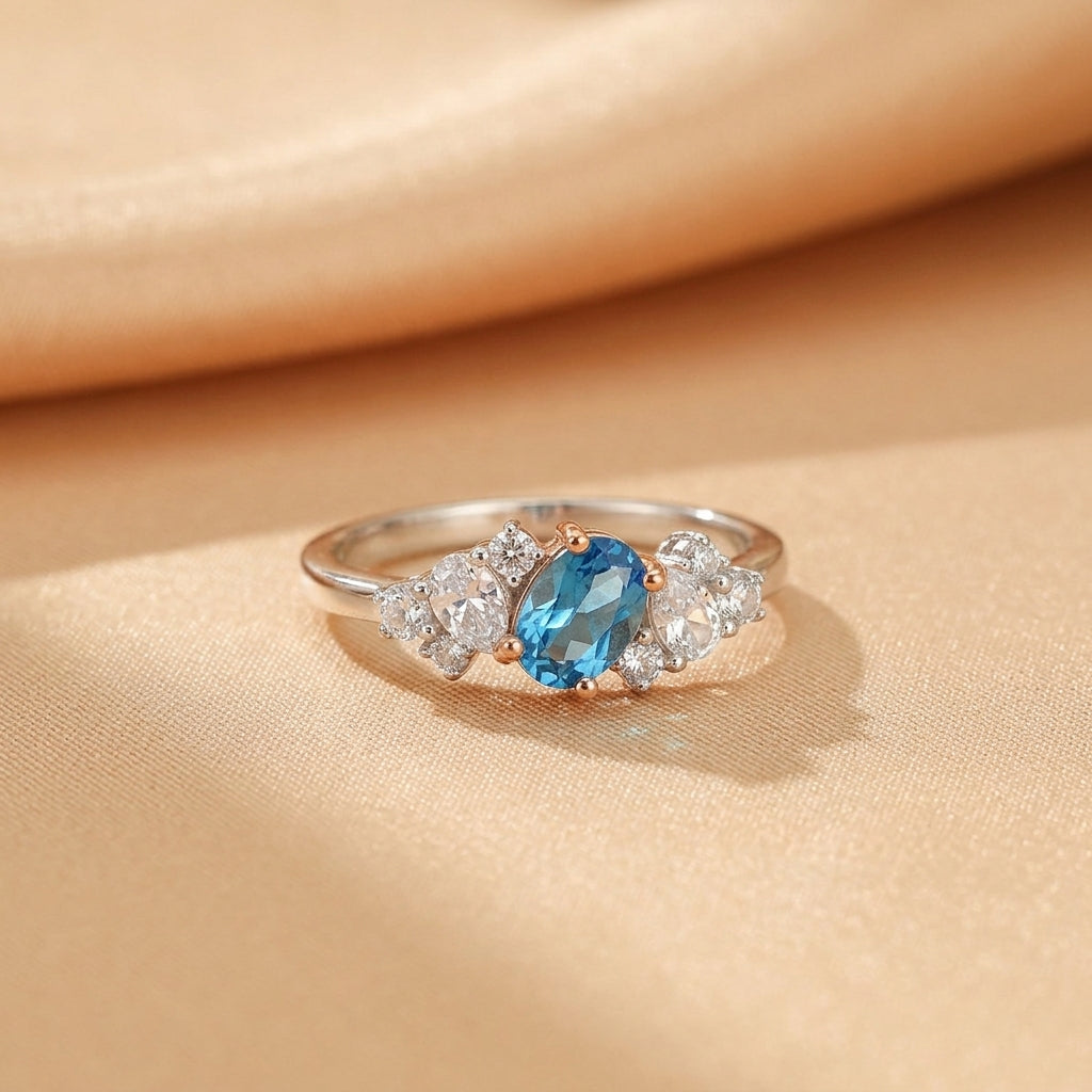 Bague Topaze Bleue – Éclat Bleu, Argent