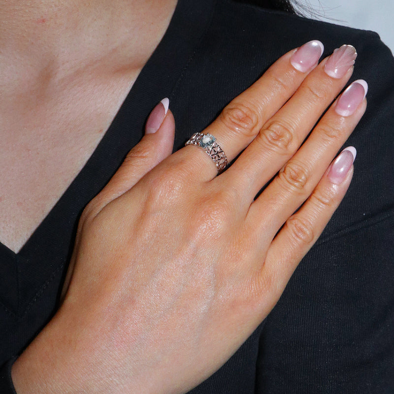Bague Aigue marine – Perle de l’Océan, Argent 925