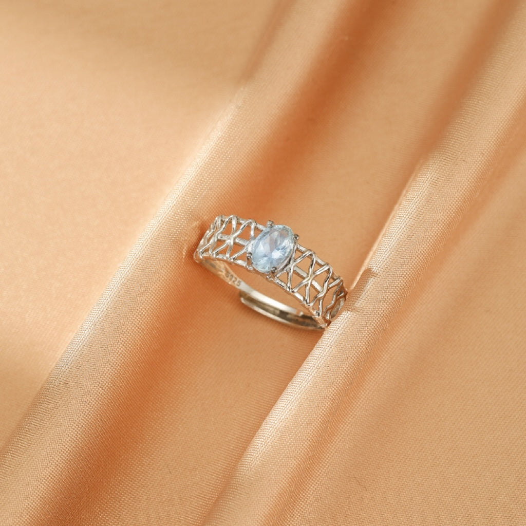 Bague Aigue marine – Perle de l’Océan, Argent 925