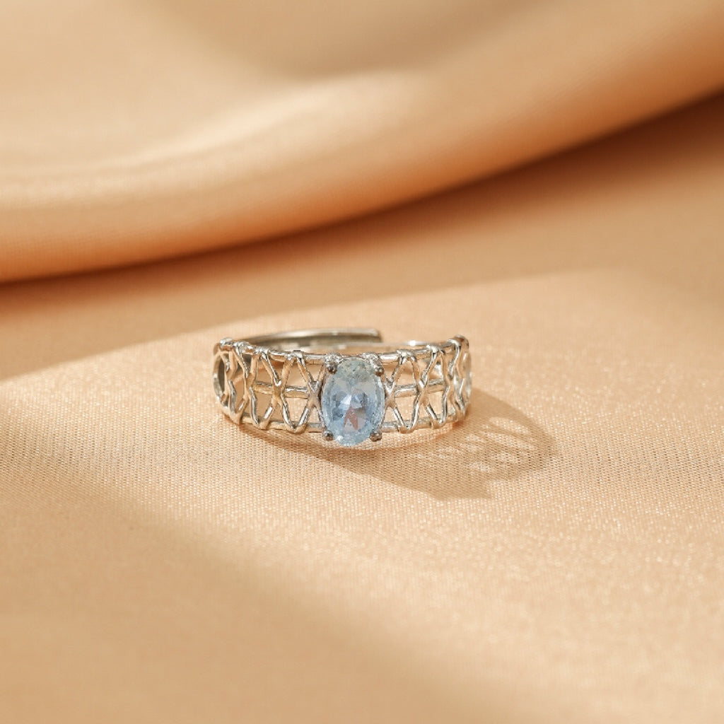 Bague Aigue marine – Perle de l’Océan, Argent 925