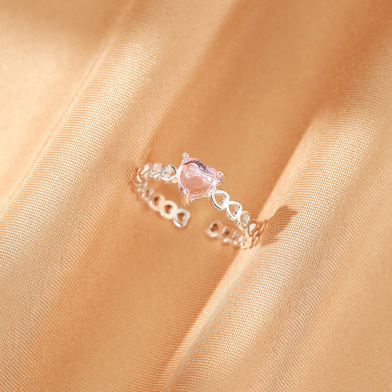 Bague Cristal de Roche et Quartz Rose – Nuit Apaisante, Argent