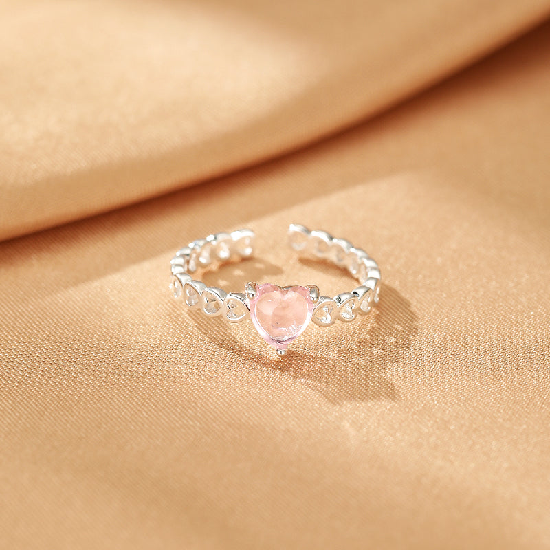Bague Cristal de Roche et Quartz Rose – Nuit Apaisante, Argent