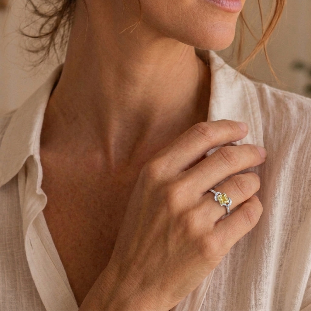 Bague Citrine – Secret de Lumière, Argent