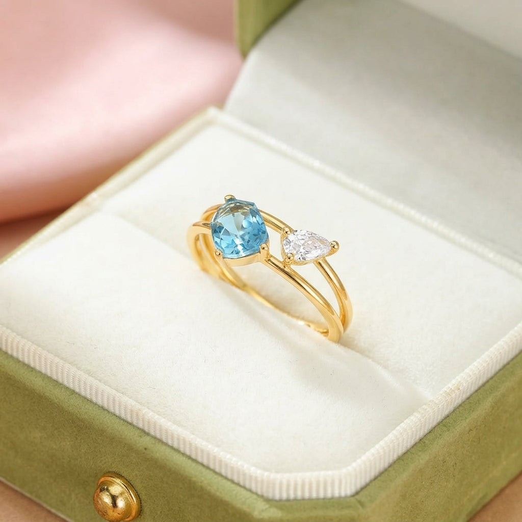 Topaz Ring – Olympe's Sparkle, Gold Plated Silver