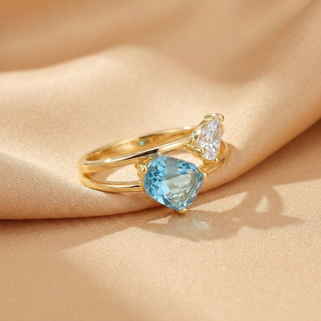 Topaz Ring – Olympe's Sparkle, Gold Plated Silver
