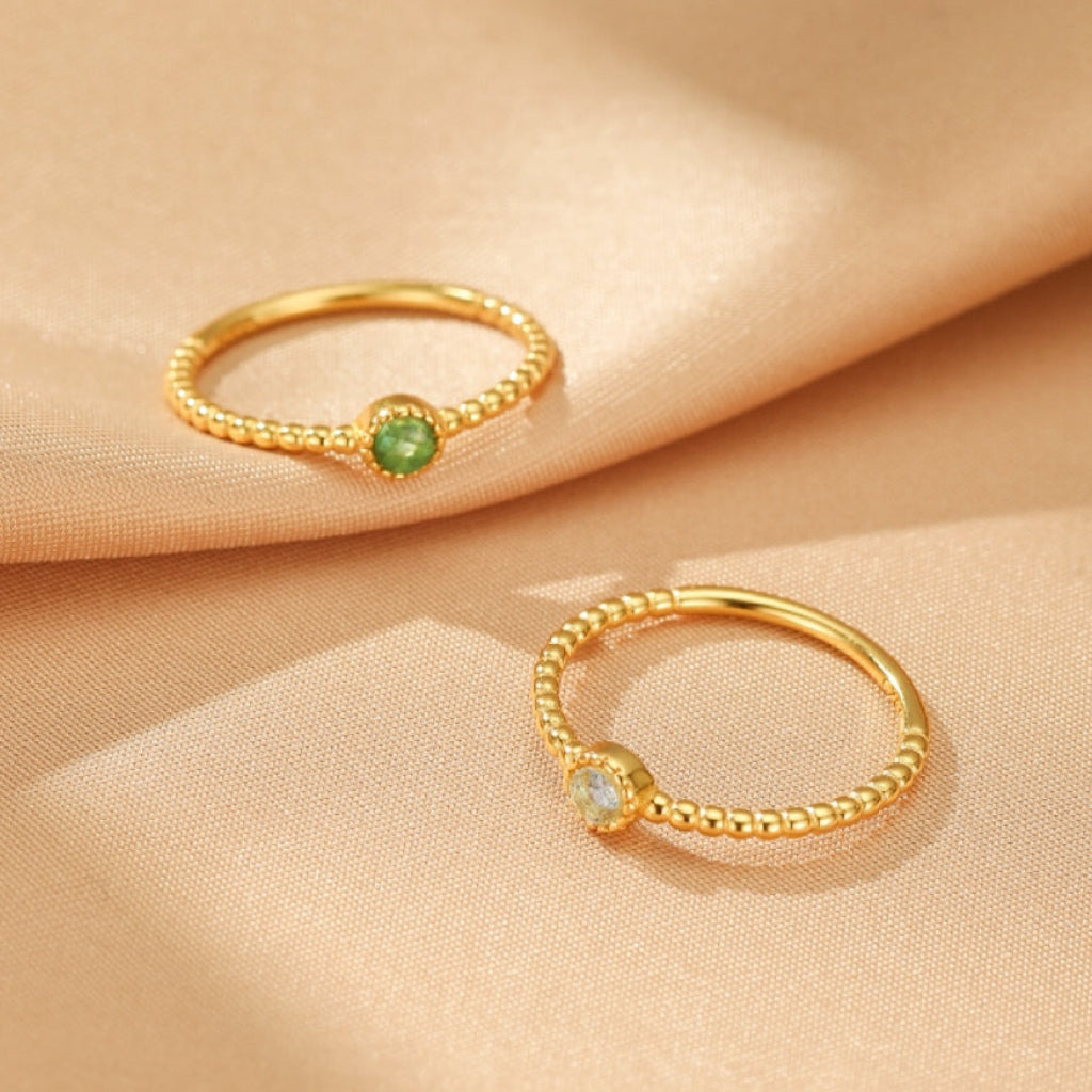 Bague Emeraude – Vert Éternel, Argent Plaqué Or