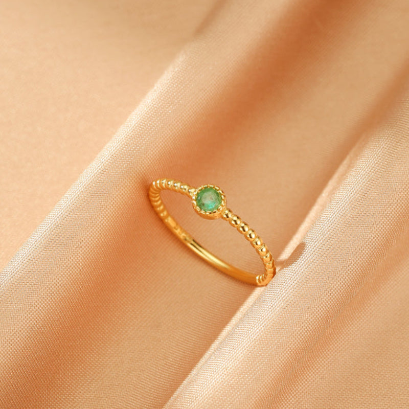 Bague Emeraude – Vert Éternel, Argent Plaqué Or