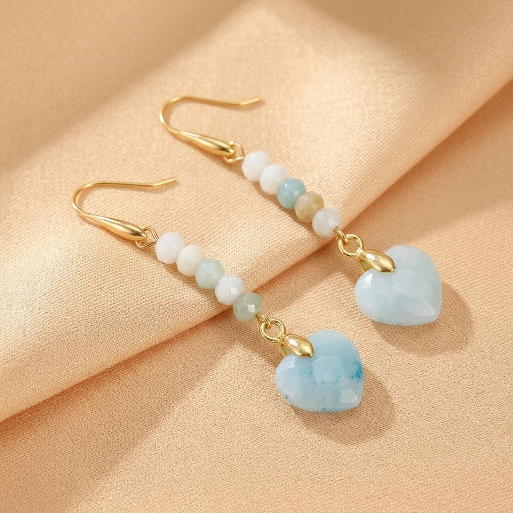 Boucles d'Oreilles Amazonite – Cœur Serein
