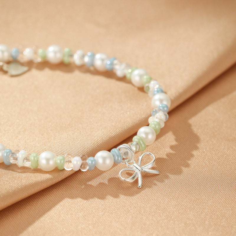 Bracelet Perle, Cristal de Roche et Céramique – Danse des Ombres, Argent
