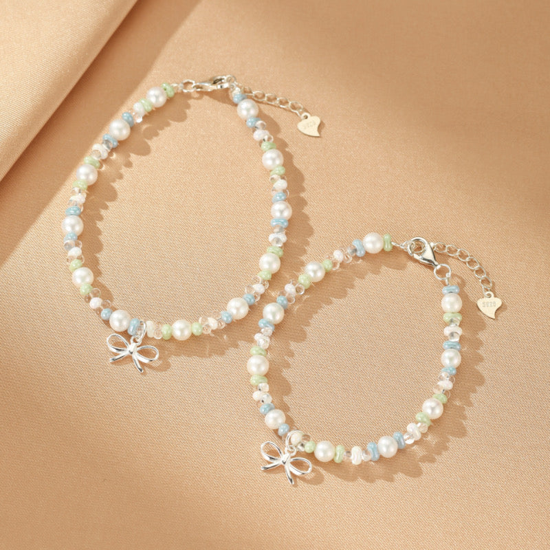 Bracelet Perle, Cristal de Roche et Céramique – Danse des Ombres, Argent