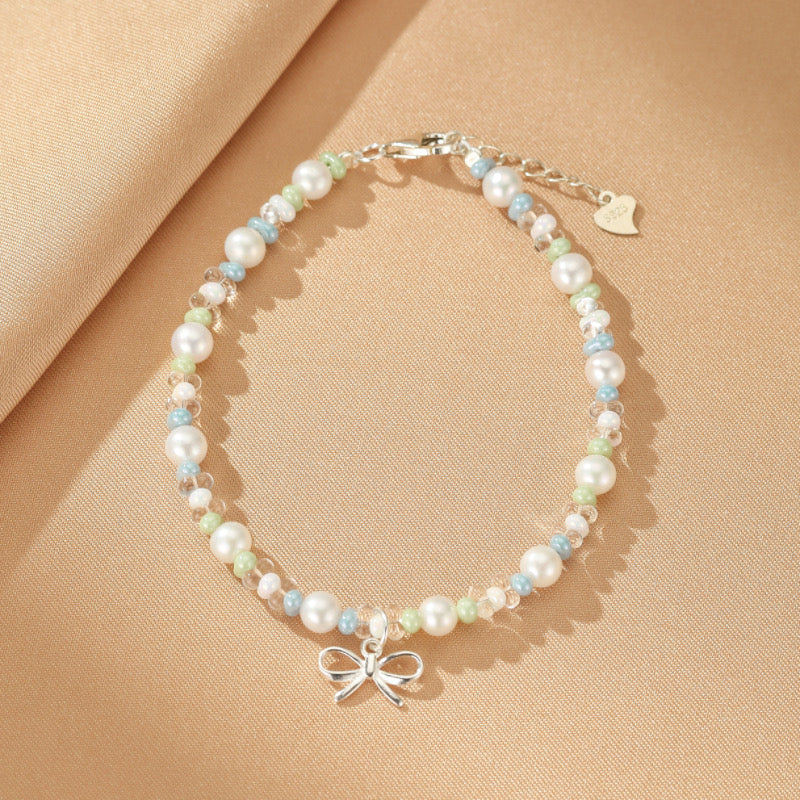 Bracelet Perle, Cristal de Roche et Céramique – Danse des Ombres, Argent